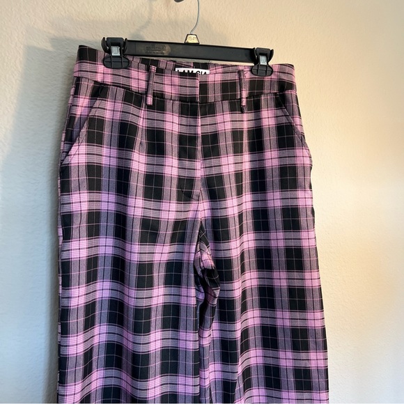 I.AM.GIA Aria pink black plaid cuffed straight leg pants no chain medium - Picture 7 of 15